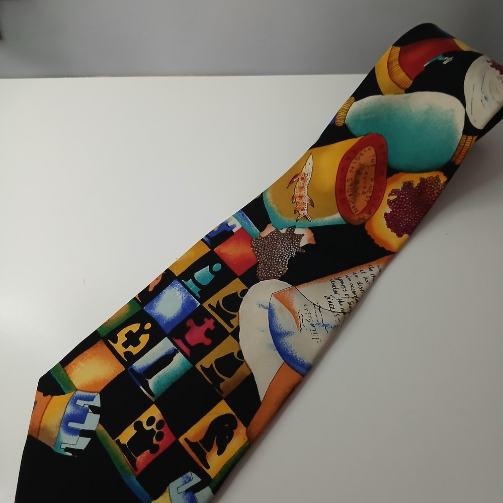 VINTAGE ABSOLUT VODKA Russian 1991 Nicole Miller Hand Sewn 100% Silk Tie